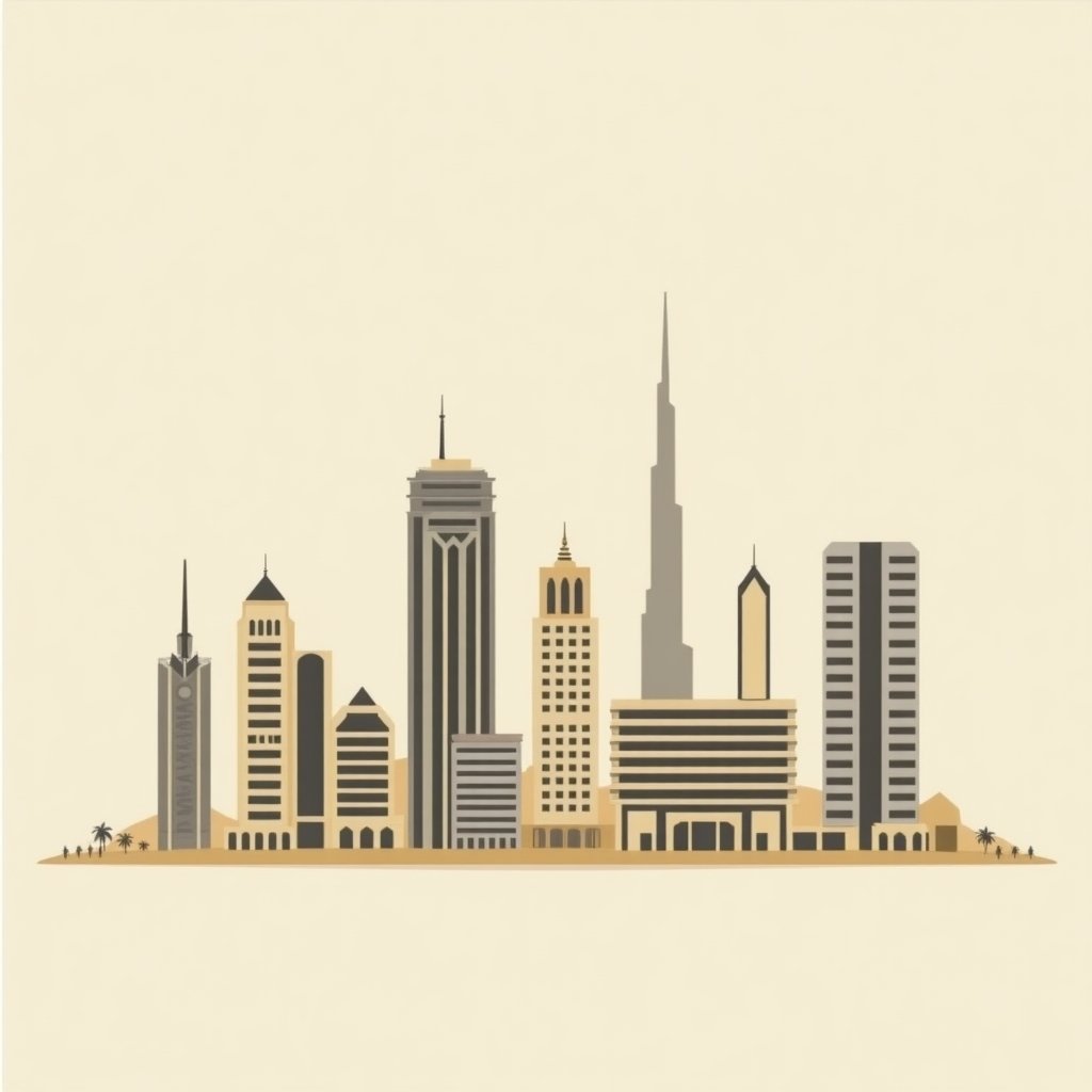 Banken en skyline Dubai