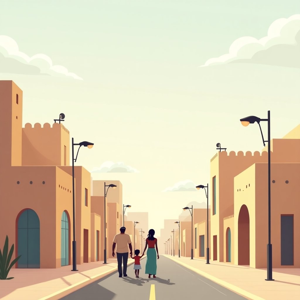 Familie ervaart de veiligheid in de straten van Dubai.