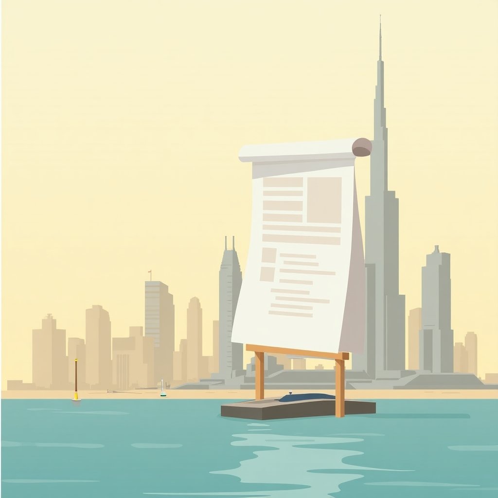 Hypotheekdocument voor de skyline van Dubai.