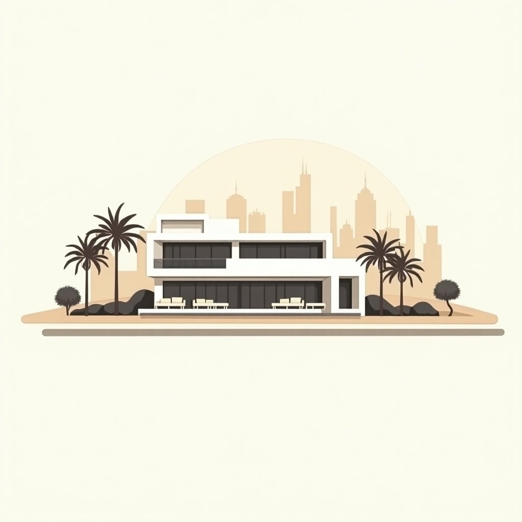 Luxe villa in Dubai met moderne architectuur en palmbomen, perfect voor villa kopen Dubai.