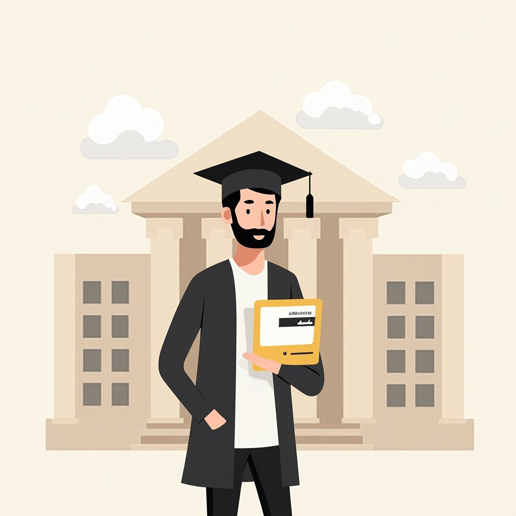 Student met afstudeerhoed houdt een Golden Visa vast in Dubai