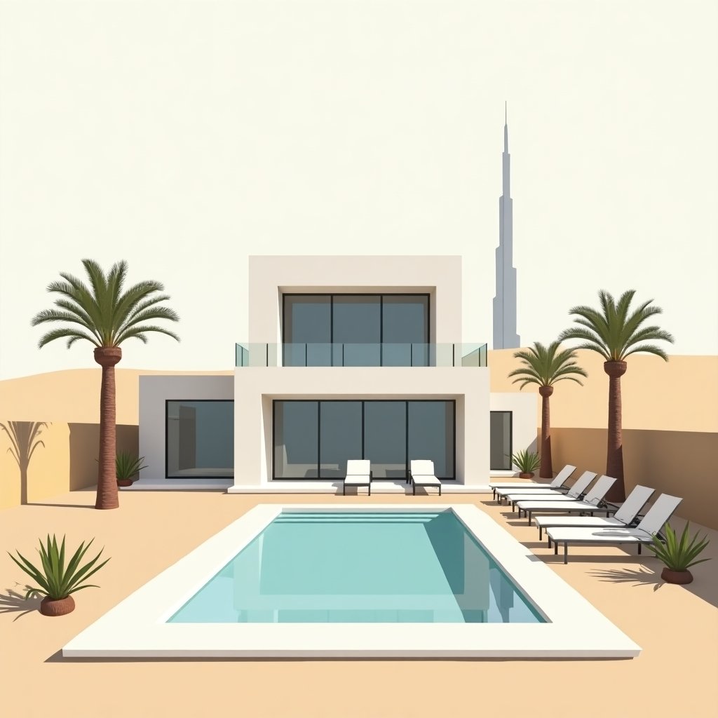 Villa met privézwembad en uitzicht op de Burj Khalifa, inspiratie voor villa kopen Dubai.