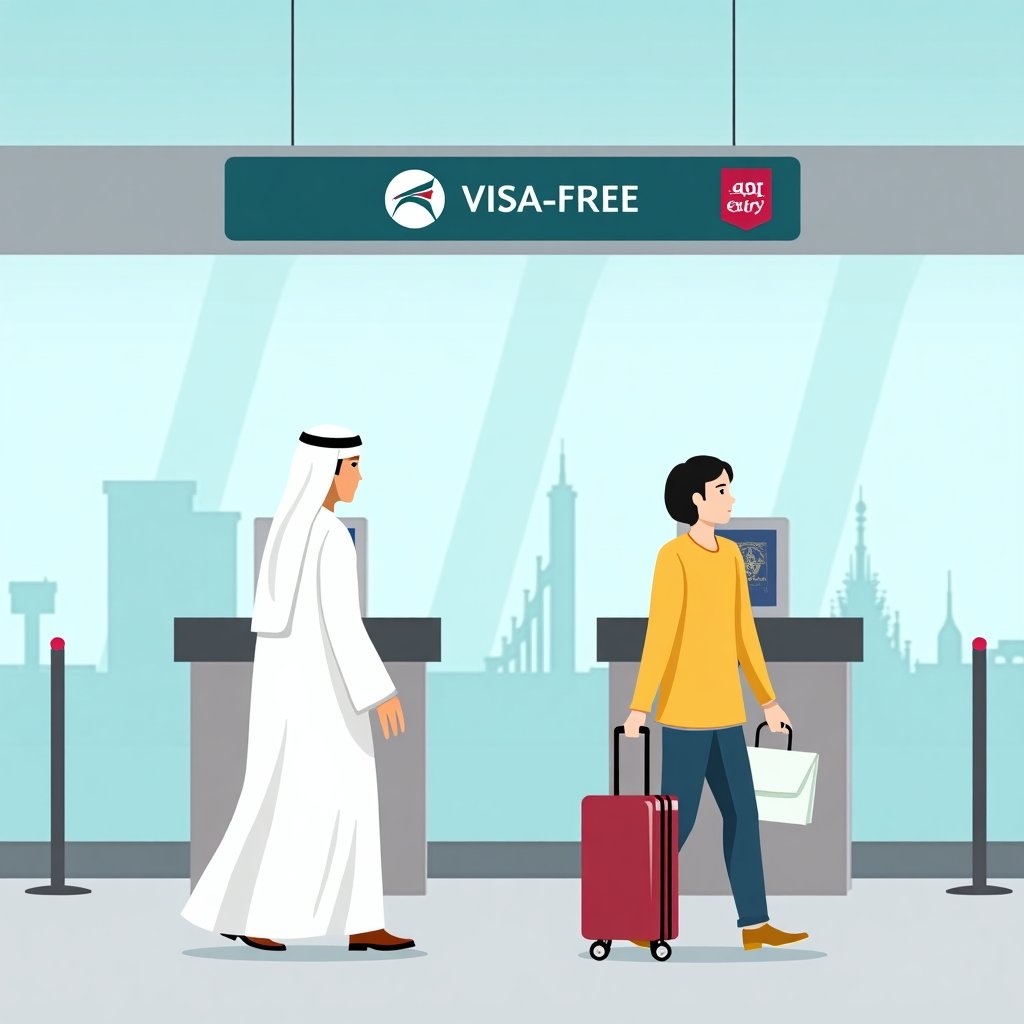 Reiziger passeert paspoortcontrole in Dubai zonder visum