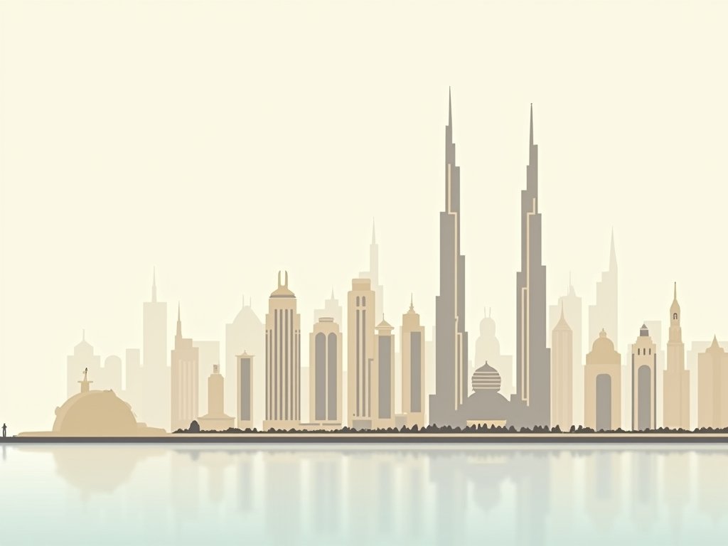 Skyline van Dubai Marina met moderne woontorens aan het water.