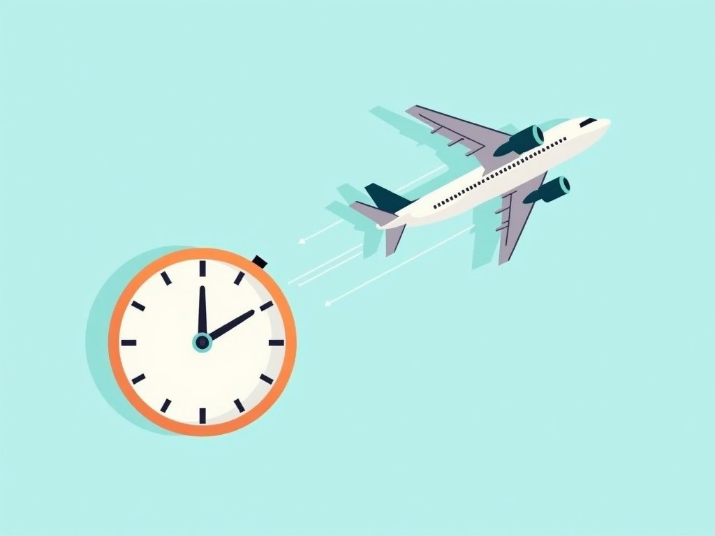 Vliegtuig tussen Amsterdam en Dubai met tijdsverschil aangegeven.