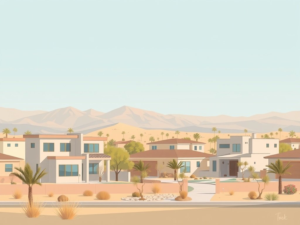 Een rustig buurtzicht van moderne huizen in The Springs.