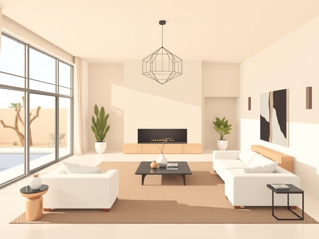 Interieur van een moderne woning in Arabian Ranches met een elegant woonkamermilieu.