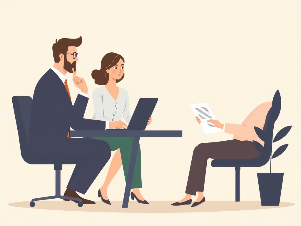 Een makelaar bespreekt een woningcontract met een stel aan een modern bureau.