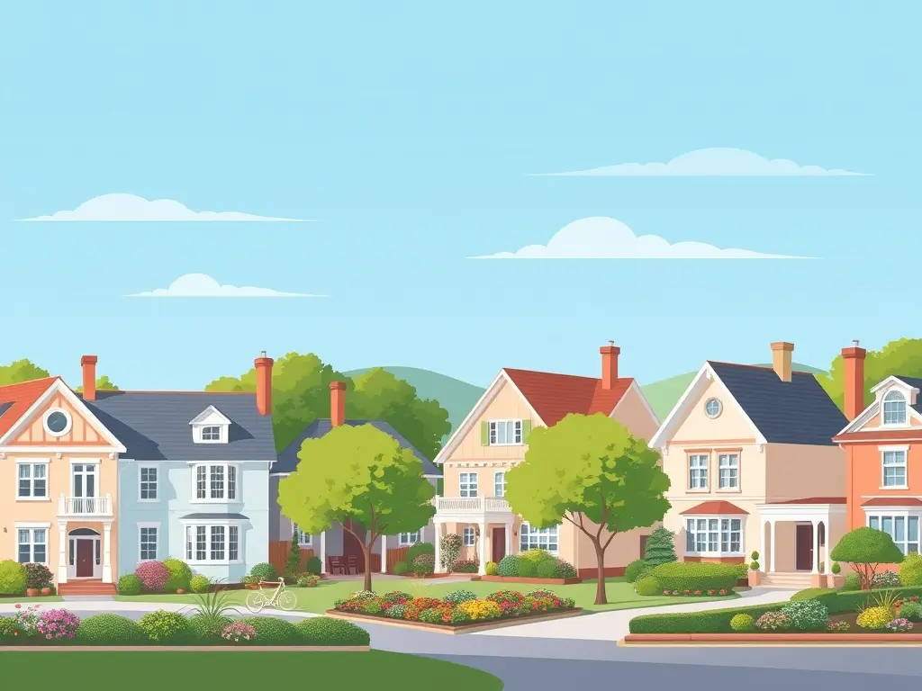 Rustige buurt in Mudon met elegante huizen en groene tuinen.