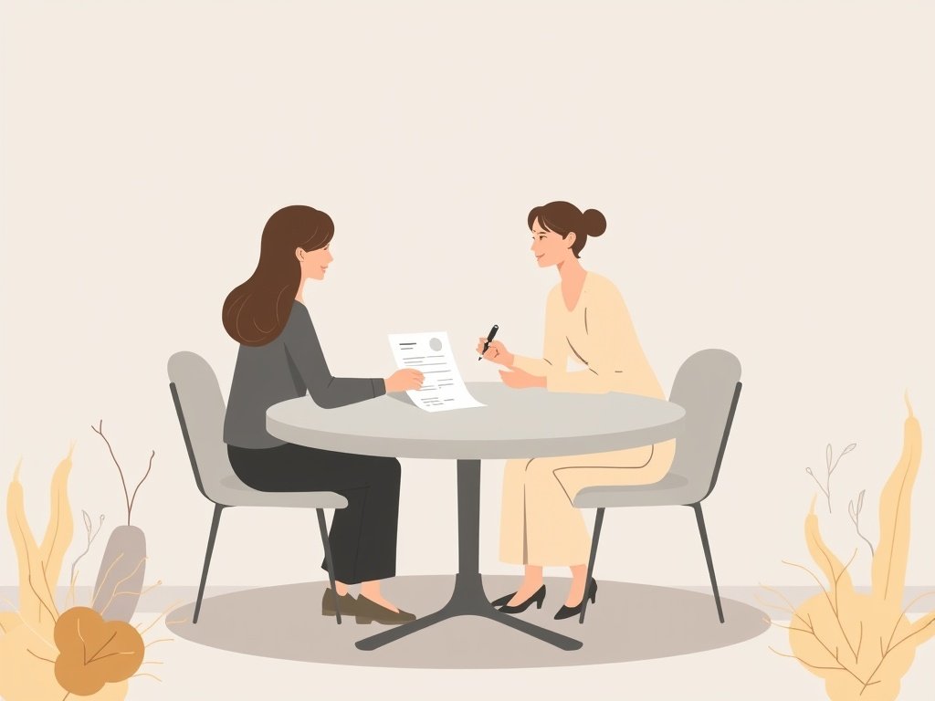 Een stel bespreekt hun huis kopen in Business Bay aan een tafel met een contract.