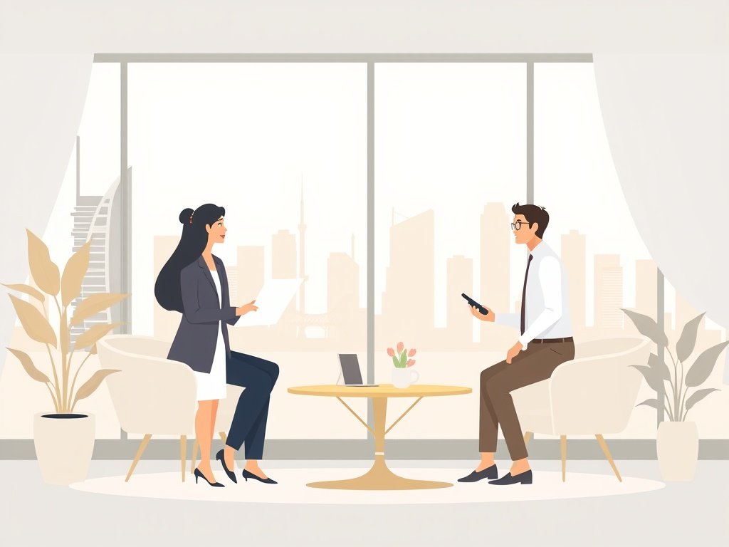 Een makelaar bespreekt vastgoedopties met een stel.